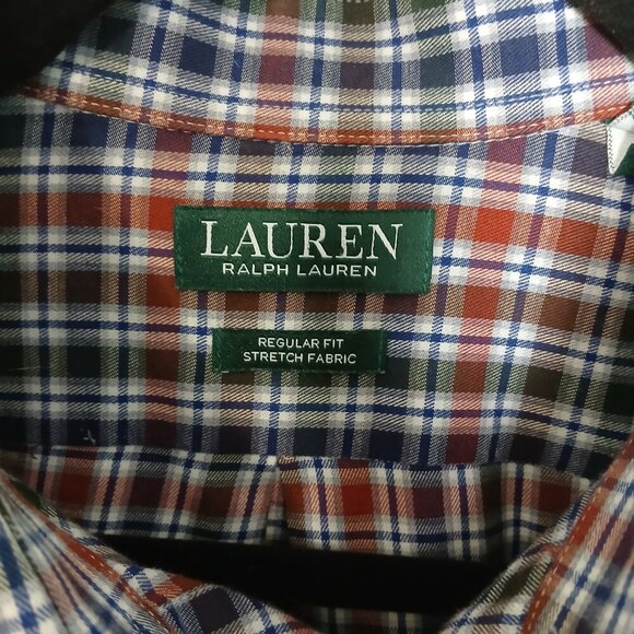 MENS RALPH LAUREN BUTTON DOWN, PLAID, LONG SLEEVE, SIZE LARGE, LIKE NEW - Picture 2 of 4